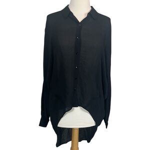 Eileen Fisher The Fisher Project Black Silk Hi-Lo Blouse
